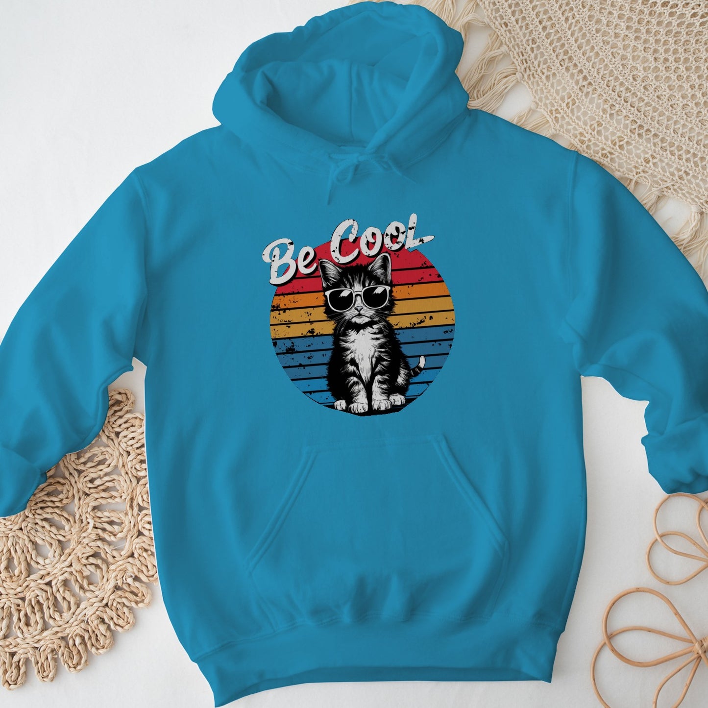 Be Cool Cat Unisex Hoodie – Retro Funny Kitten Pullover