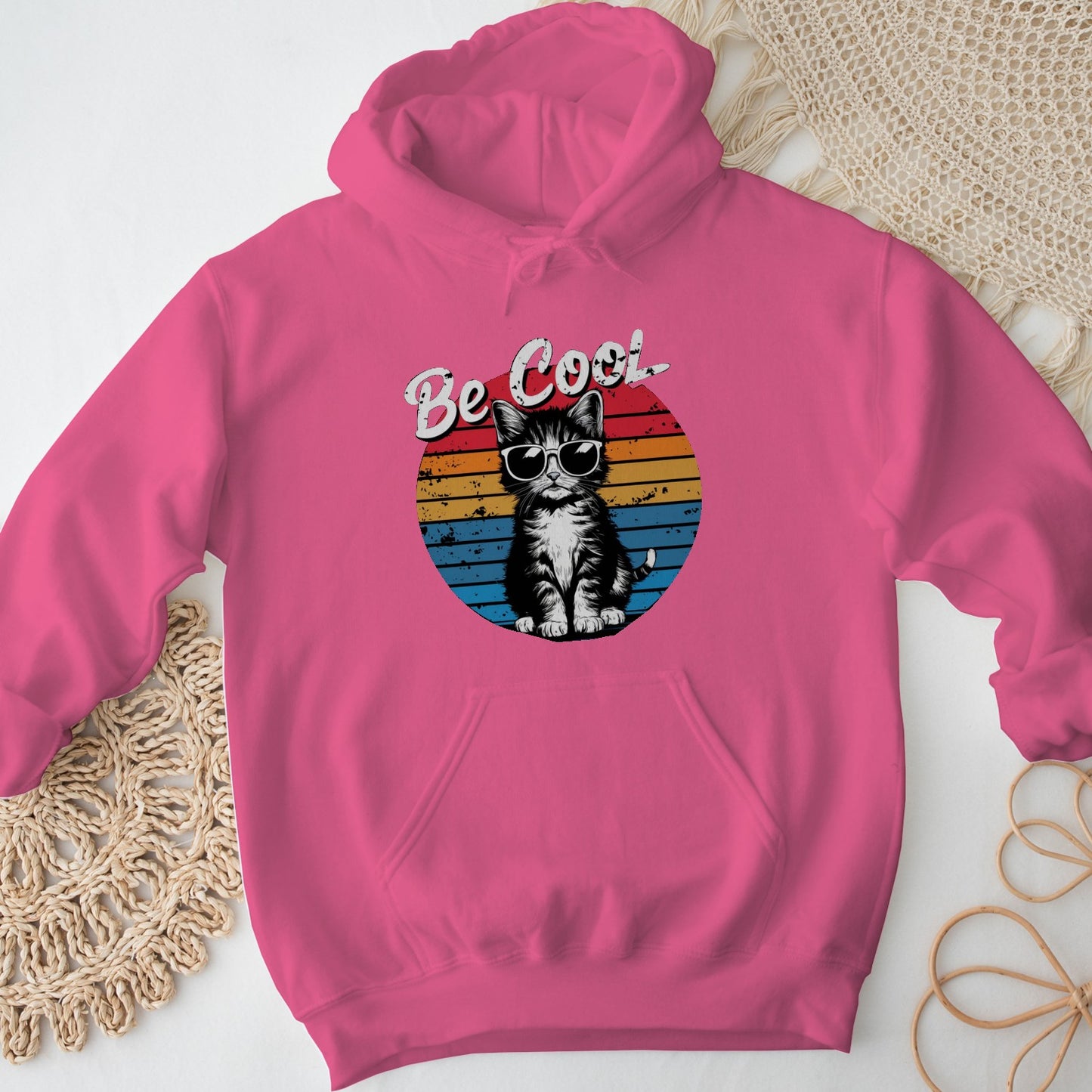 Be Cool Cat Unisex Hoodie – Retro Funny Kitten Pullover