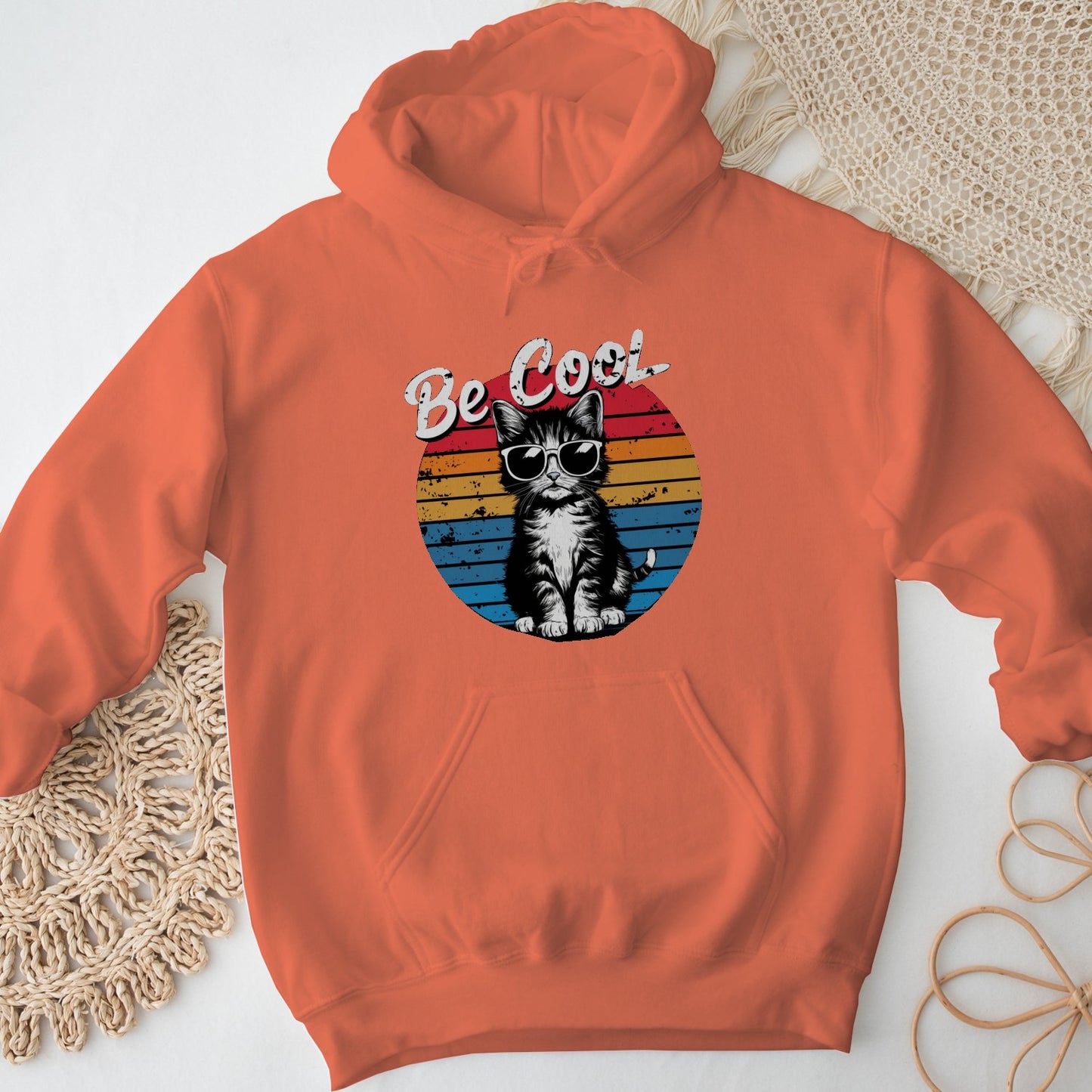 Be Cool Cat Unisex Hoodie – Retro Funny Kitten Pullover