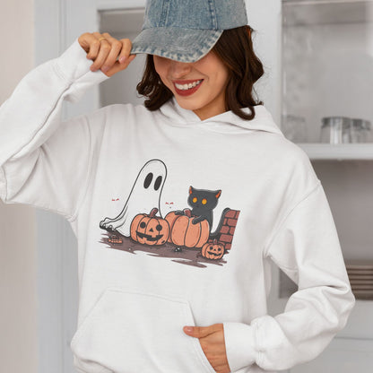 Ghost and Black Cat Halloween Unisex Hoodie