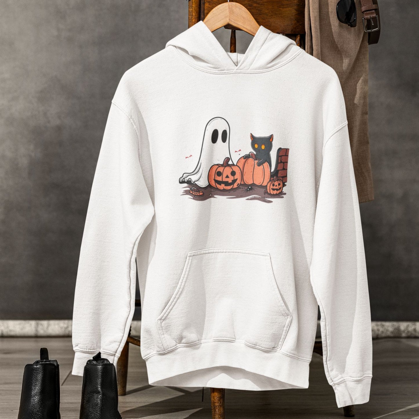 Ghost and Black Cat Halloween Unisex Hoodie