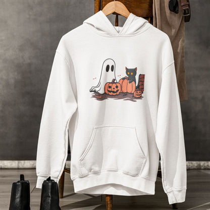 Ghost and Black Cat Halloween Unisex Hoodie