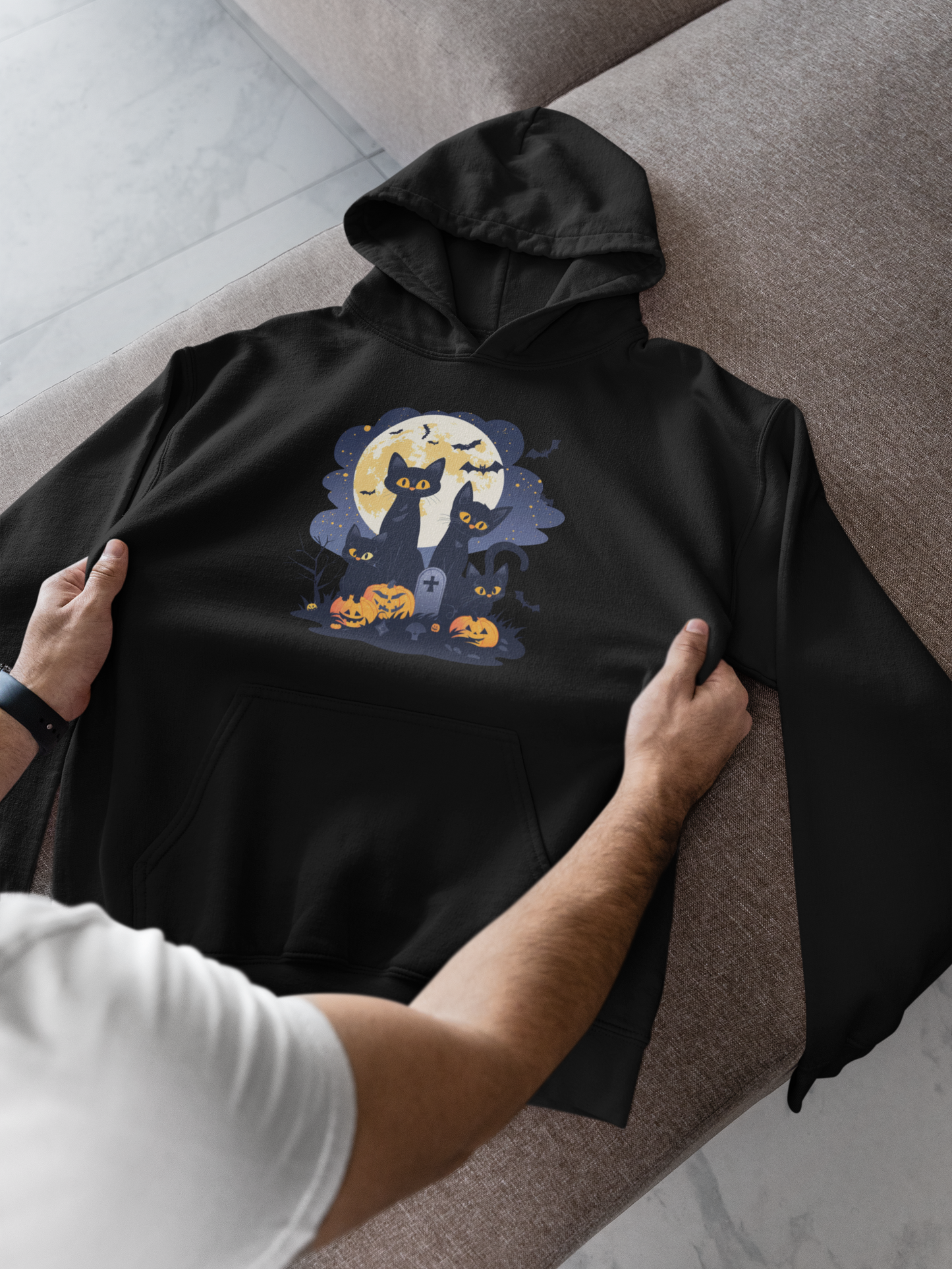 Black Cats Full Moon Halloween Unisex Hoodie