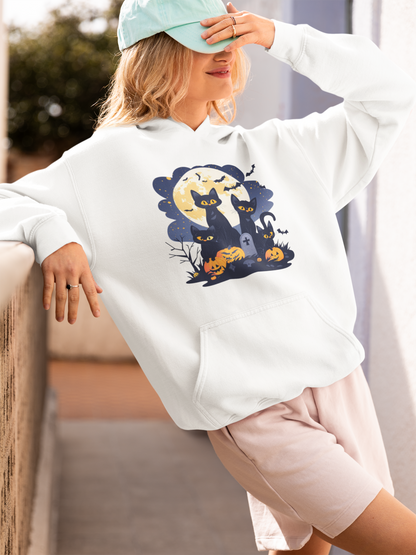 Black Cats Full Moon Halloween Unisex Hoodie