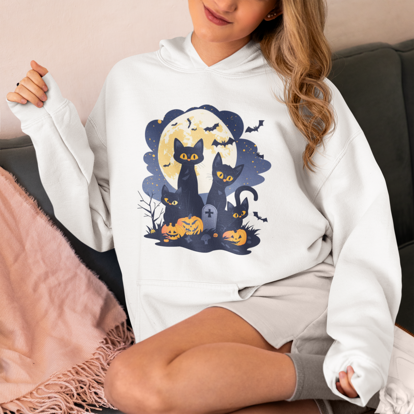 Black Cats Full Moon Halloween Unisex Hoodie