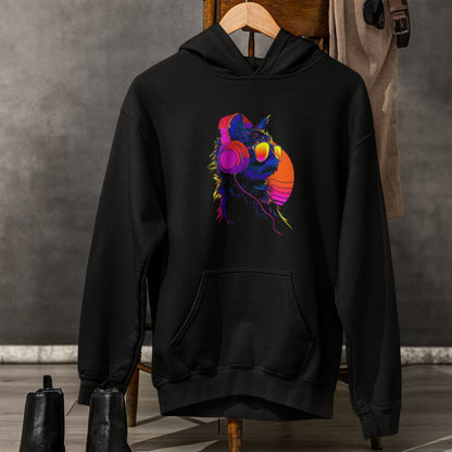 Retro Neon Cat DJ Unisex Hoodie