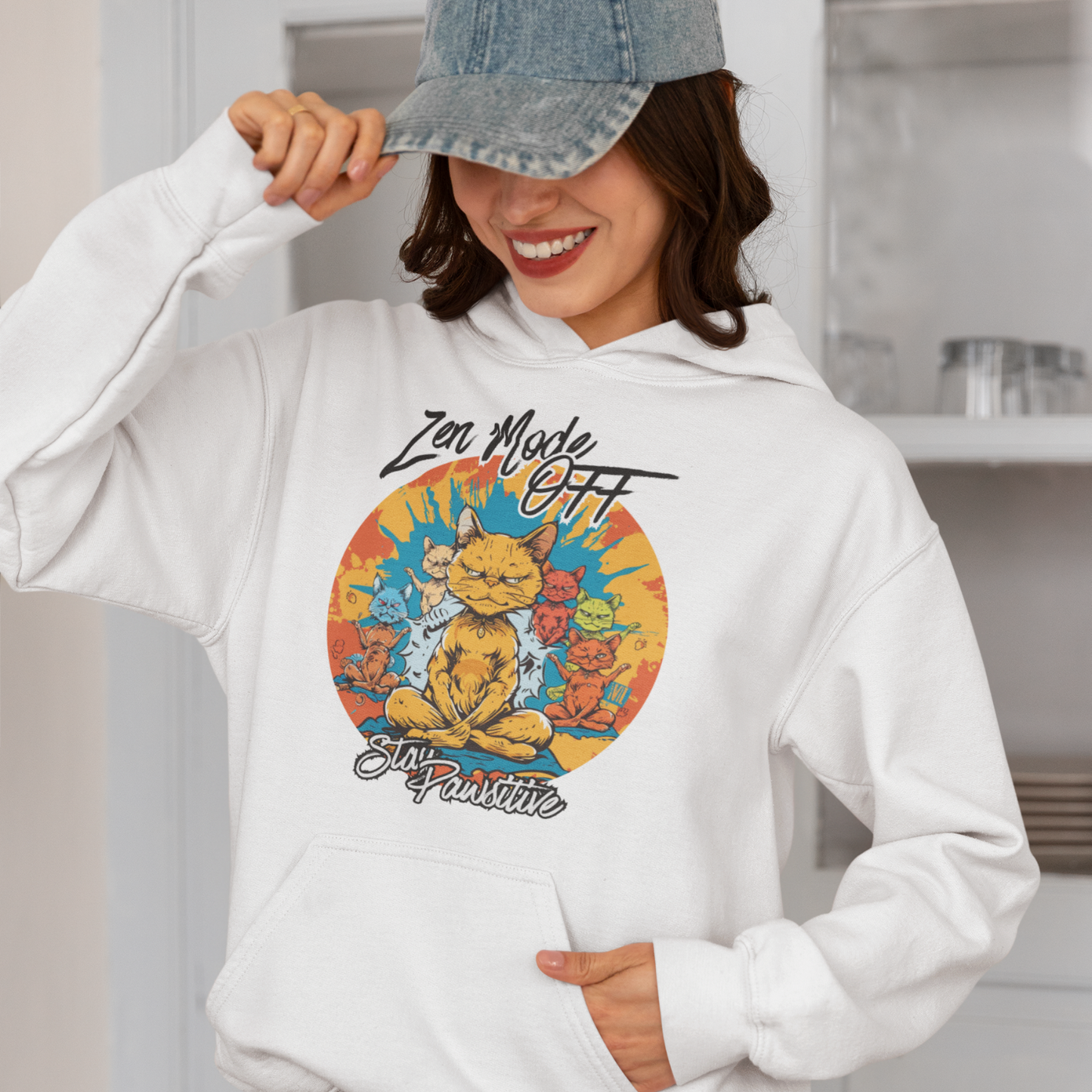 Yoga Zen Cat Stay Pawsitive Unisex Hoodie
