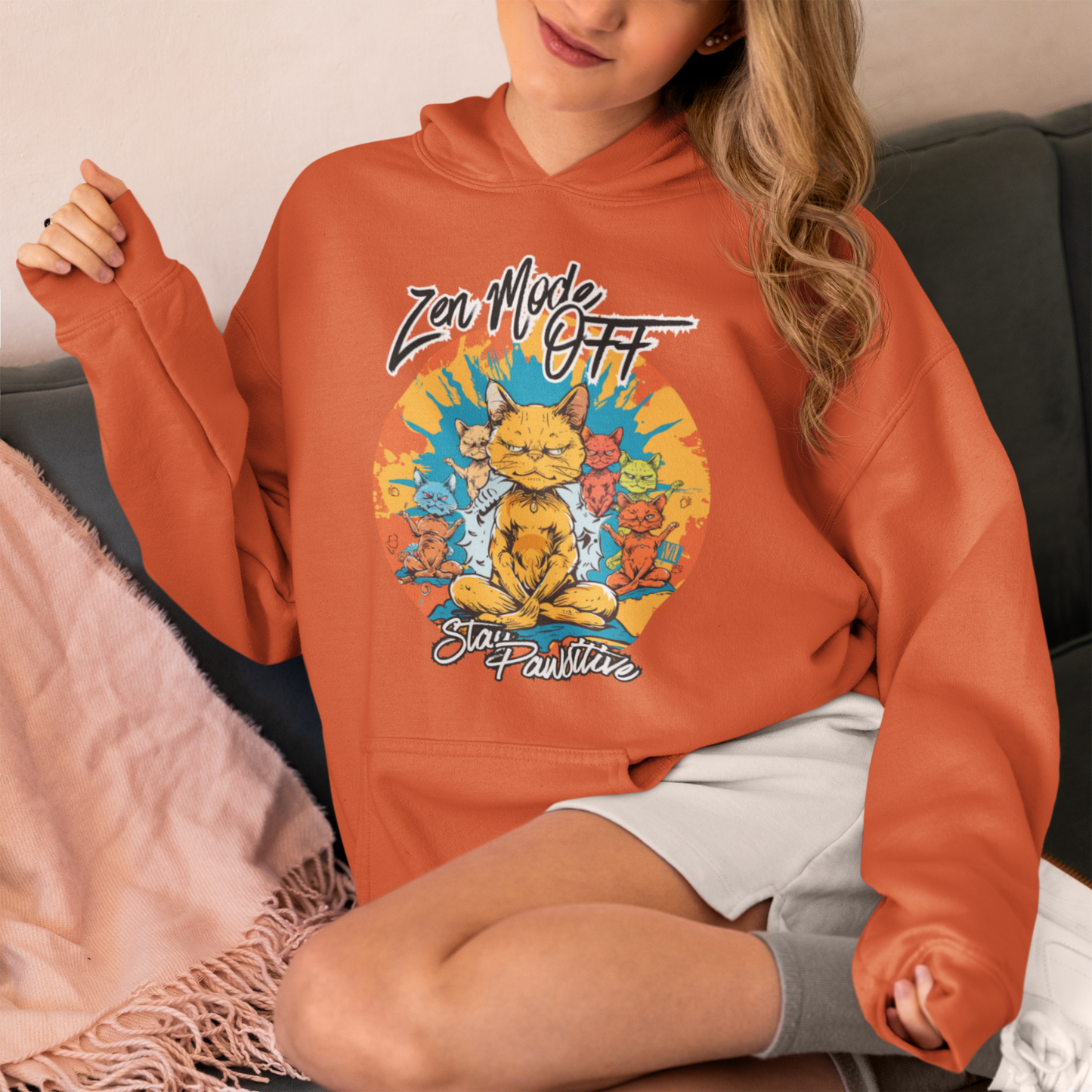 Yoga Zen Cat Stay Pawsitive Unisex Hoodie