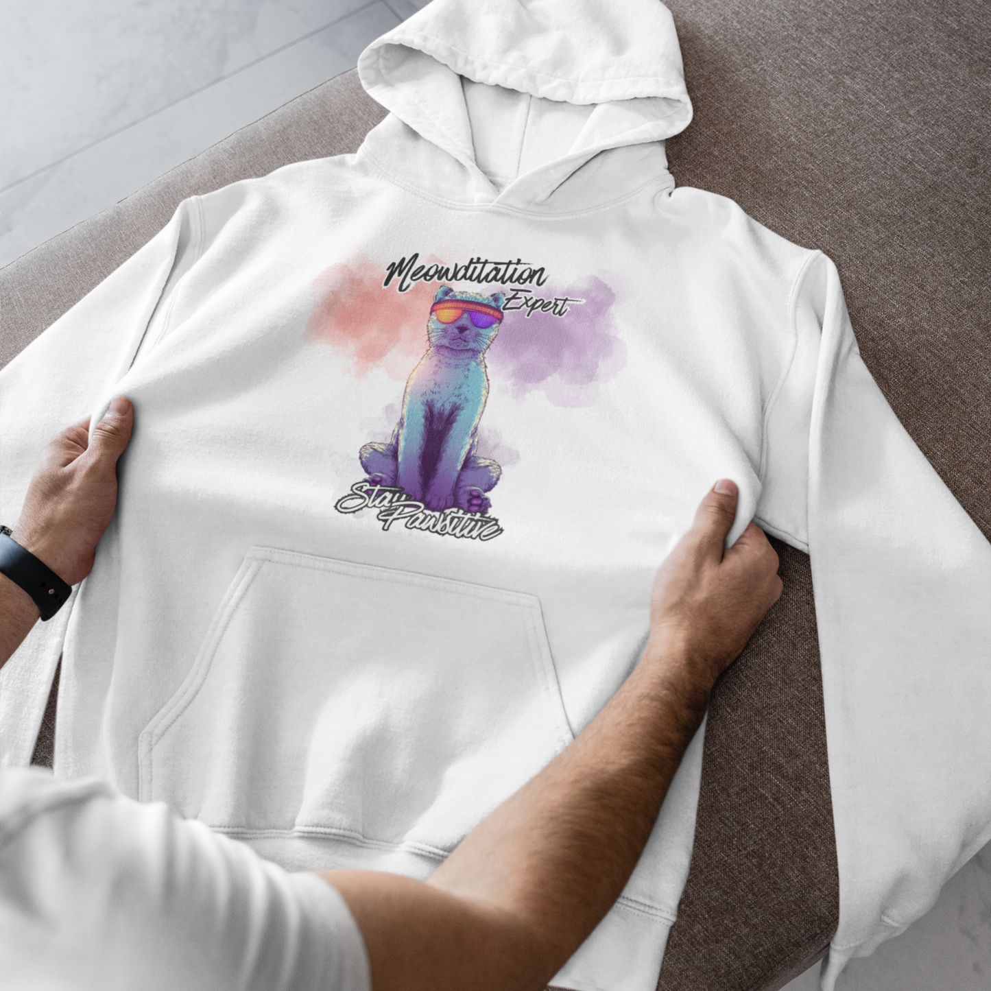 Meowditation Expert Stay Pawsitive Unisex Hoodie