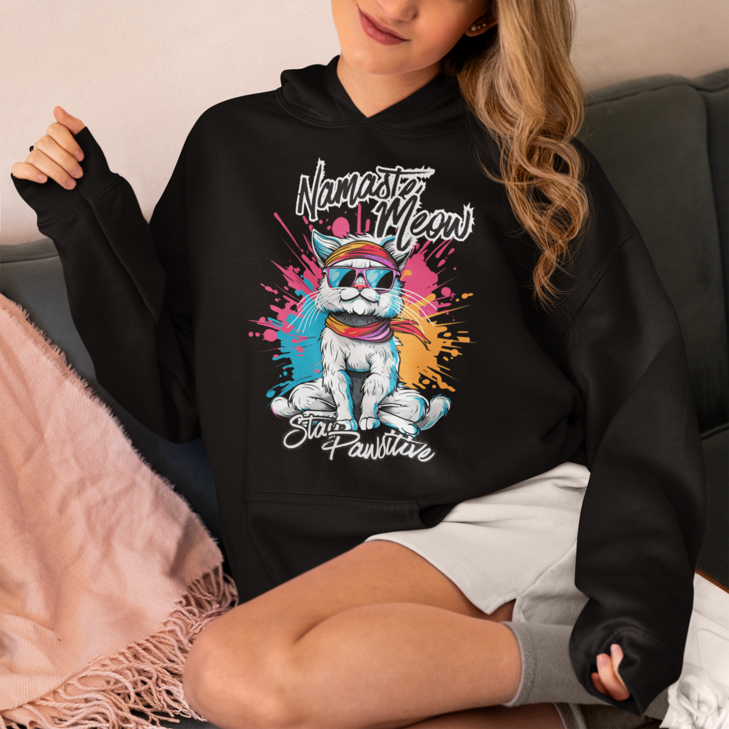 Namaste Meow Stay Pawsitive Unisex Hoodie