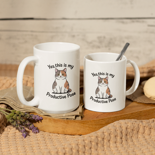 Yes, This Is My Productive Pose Funny Cat Mug