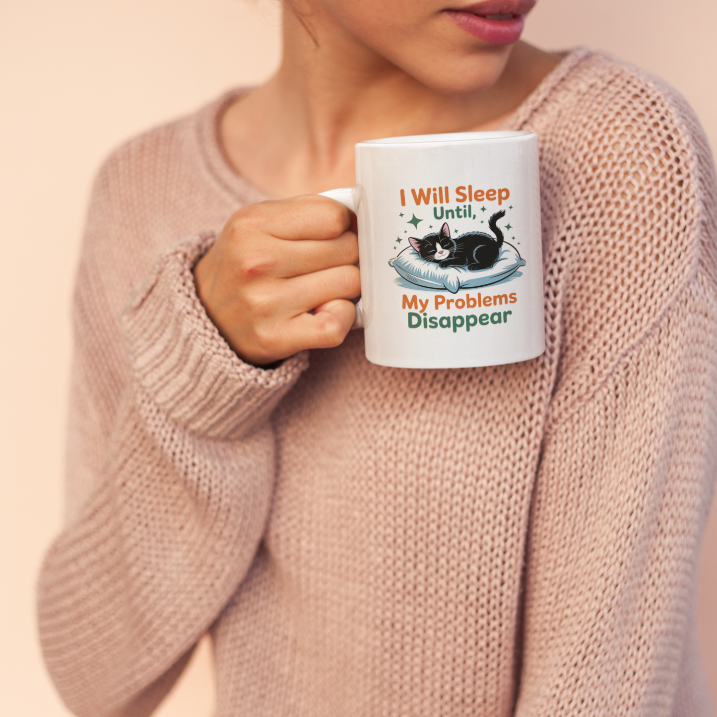 I Will Sleep Until My Problems Disappear Funny Cat Mug