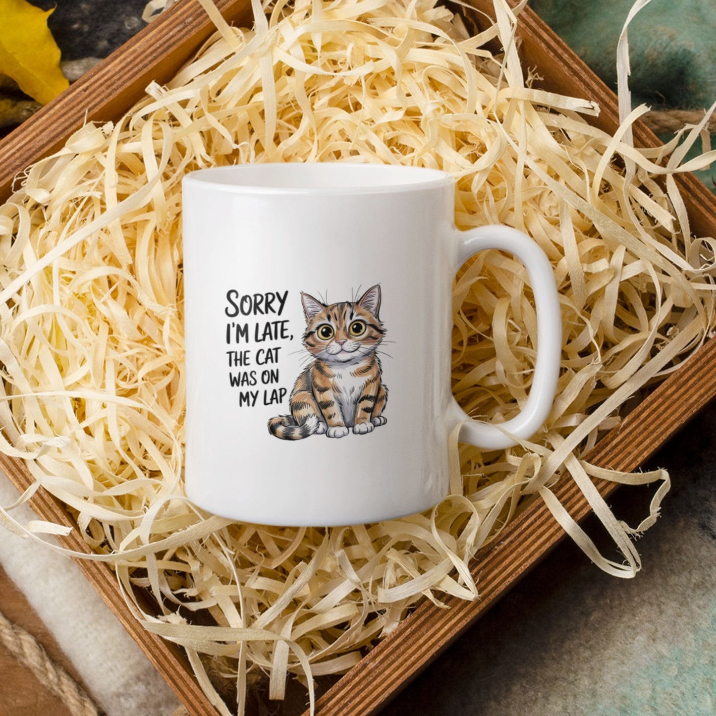 Sorry I'm Late The Cat Was On My Lap Cute Cat Mug