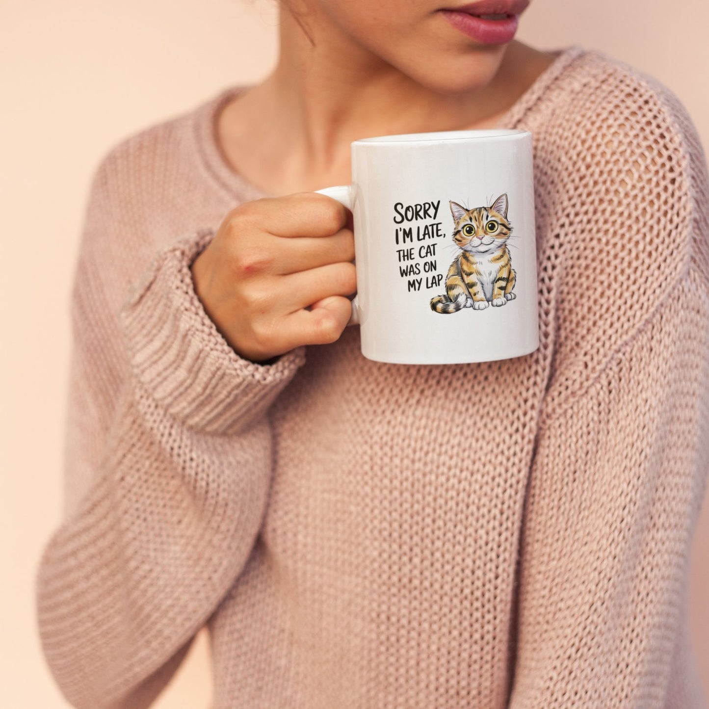 Sorry I'm Late The Cat Was On My Lap Cute Cat Mug