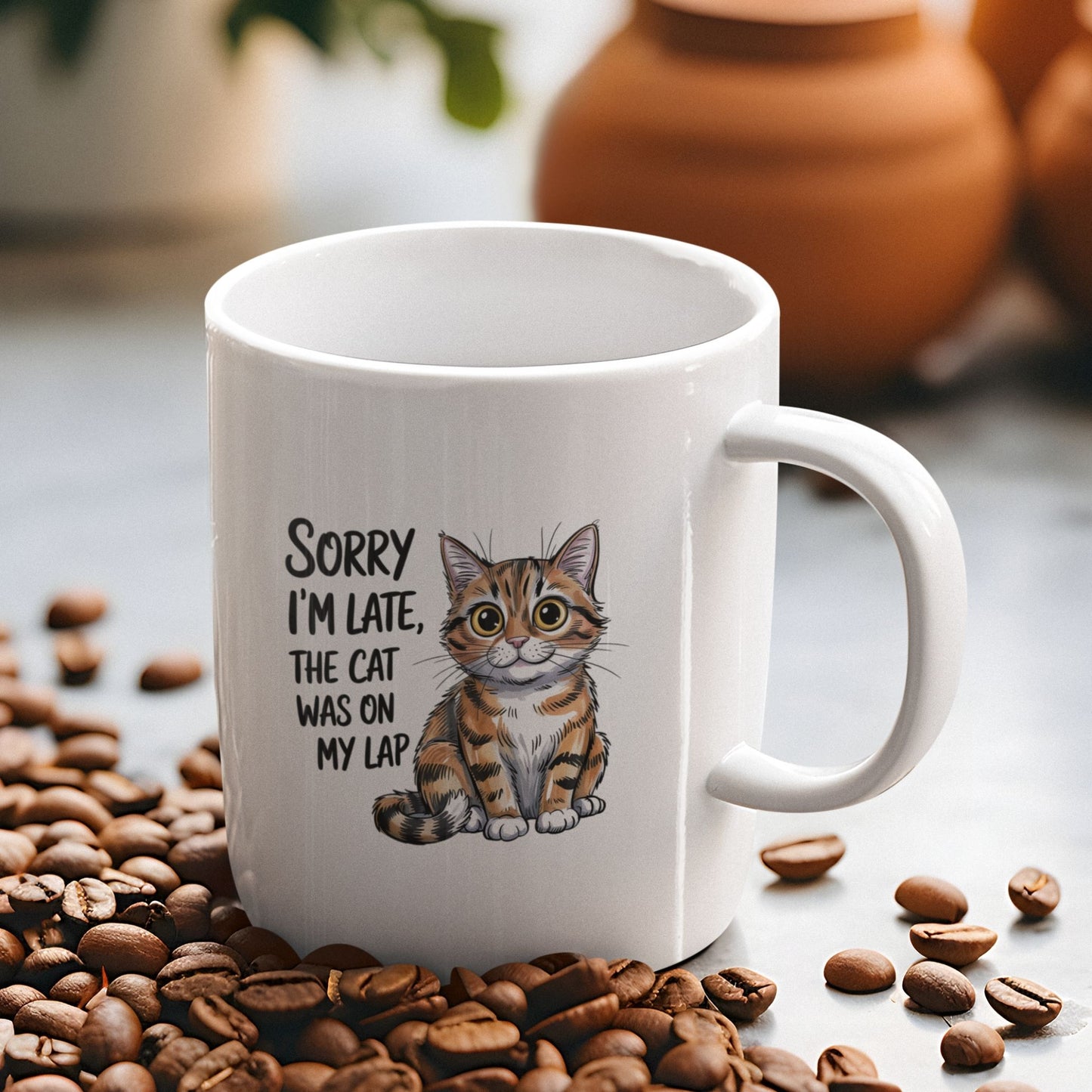 Sorry I'm Late The Cat Was On My Lap Cute Cat Mug