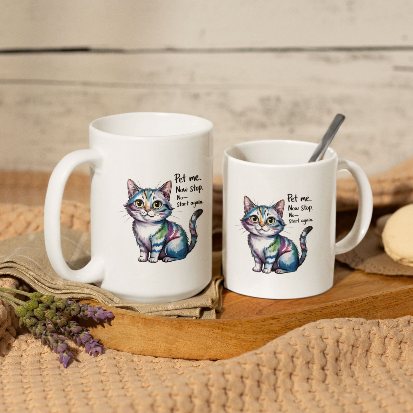 Pet Me Now Stop Start Again Cute Cat Mug