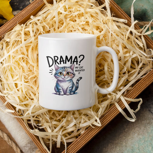 Drama My Cat Invented It Funny Cute Cat Mug