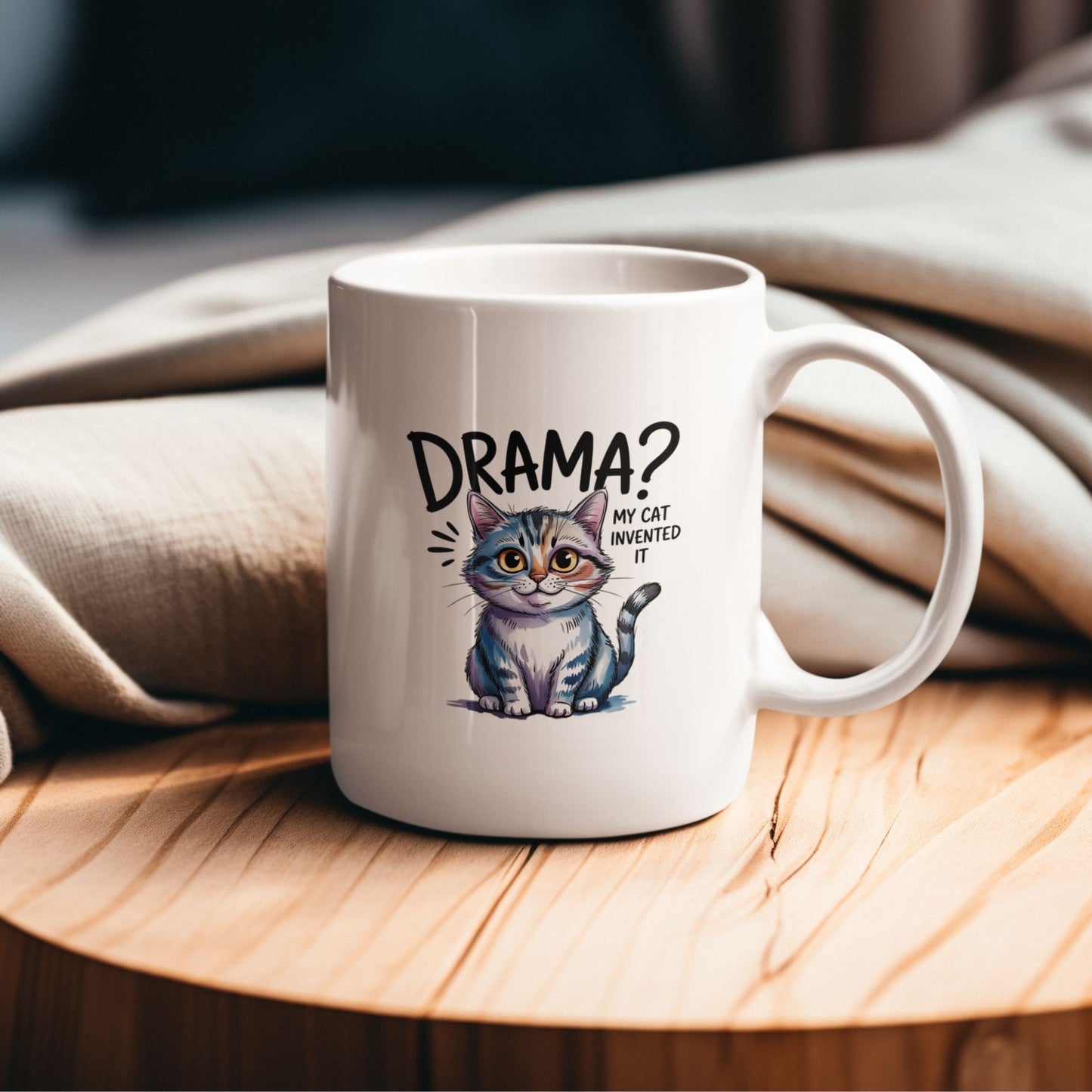 Drama My Cat Invented It Funny Cute Cat Mug
