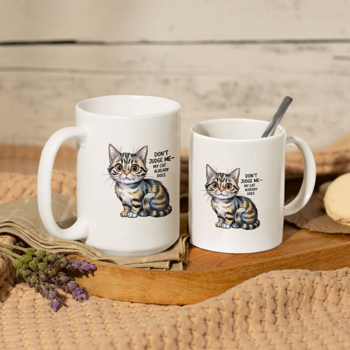 Don't Judge Me My Cat Already Does Funny Cat Mug