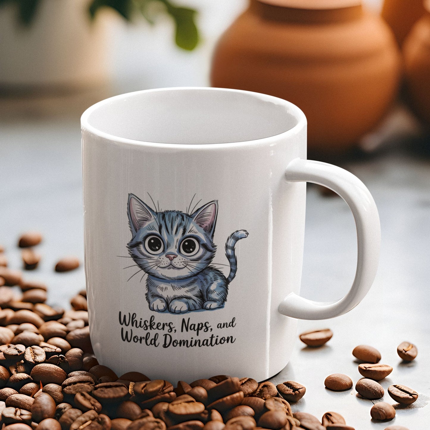 Whiskers Naps and World Domination Cute Cat Mug