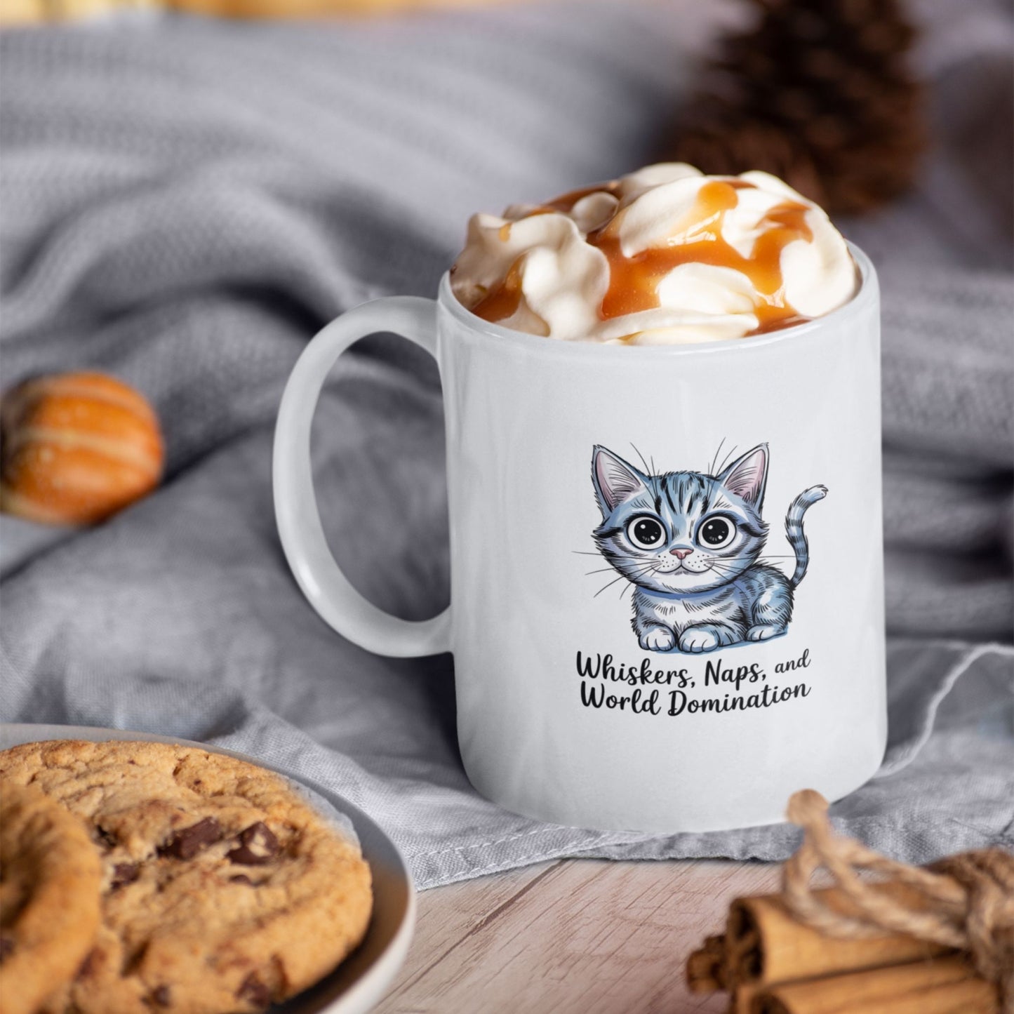Whiskers Naps and World Domination Cute Cat Mug