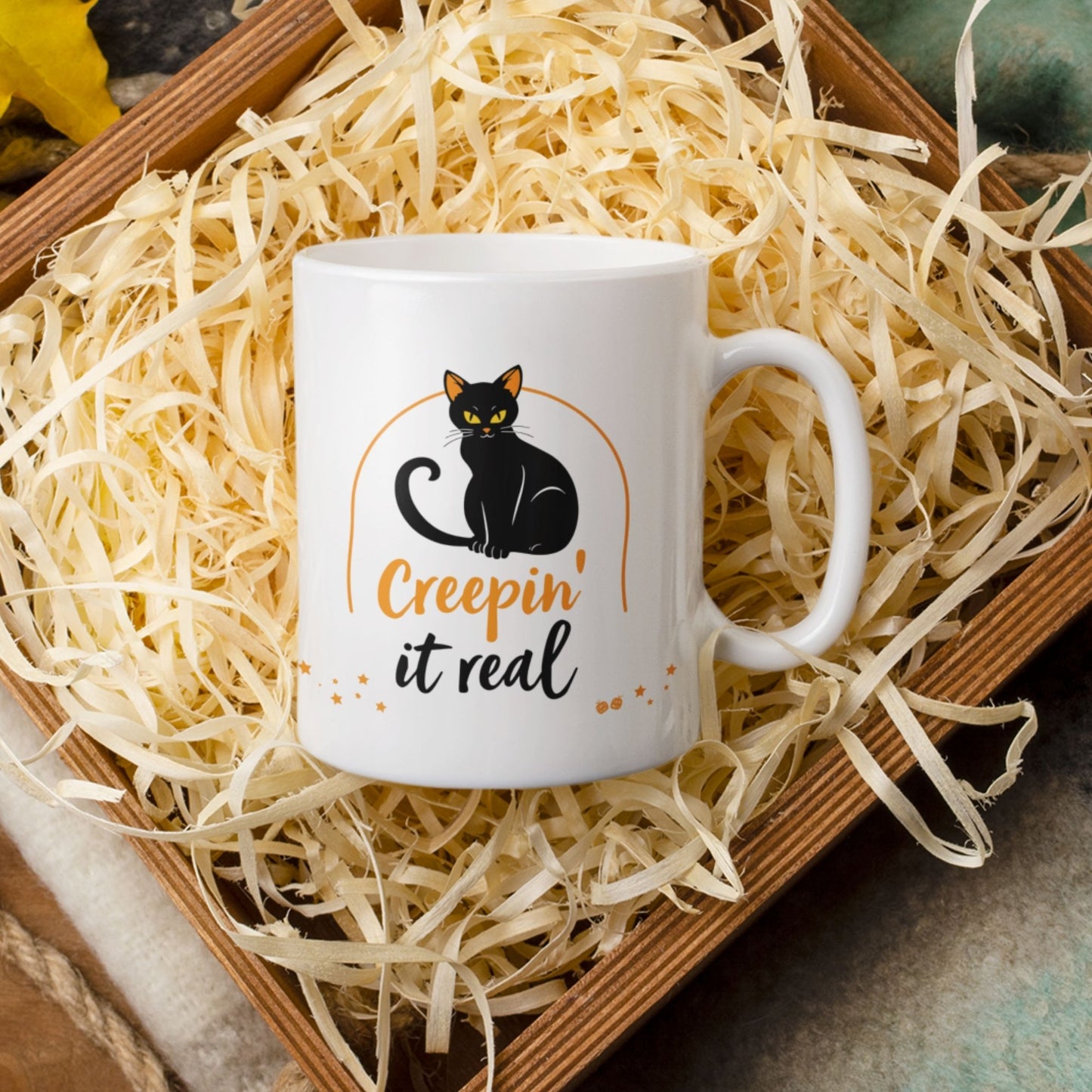 Creepin It Real Black Cat Halloween Mug