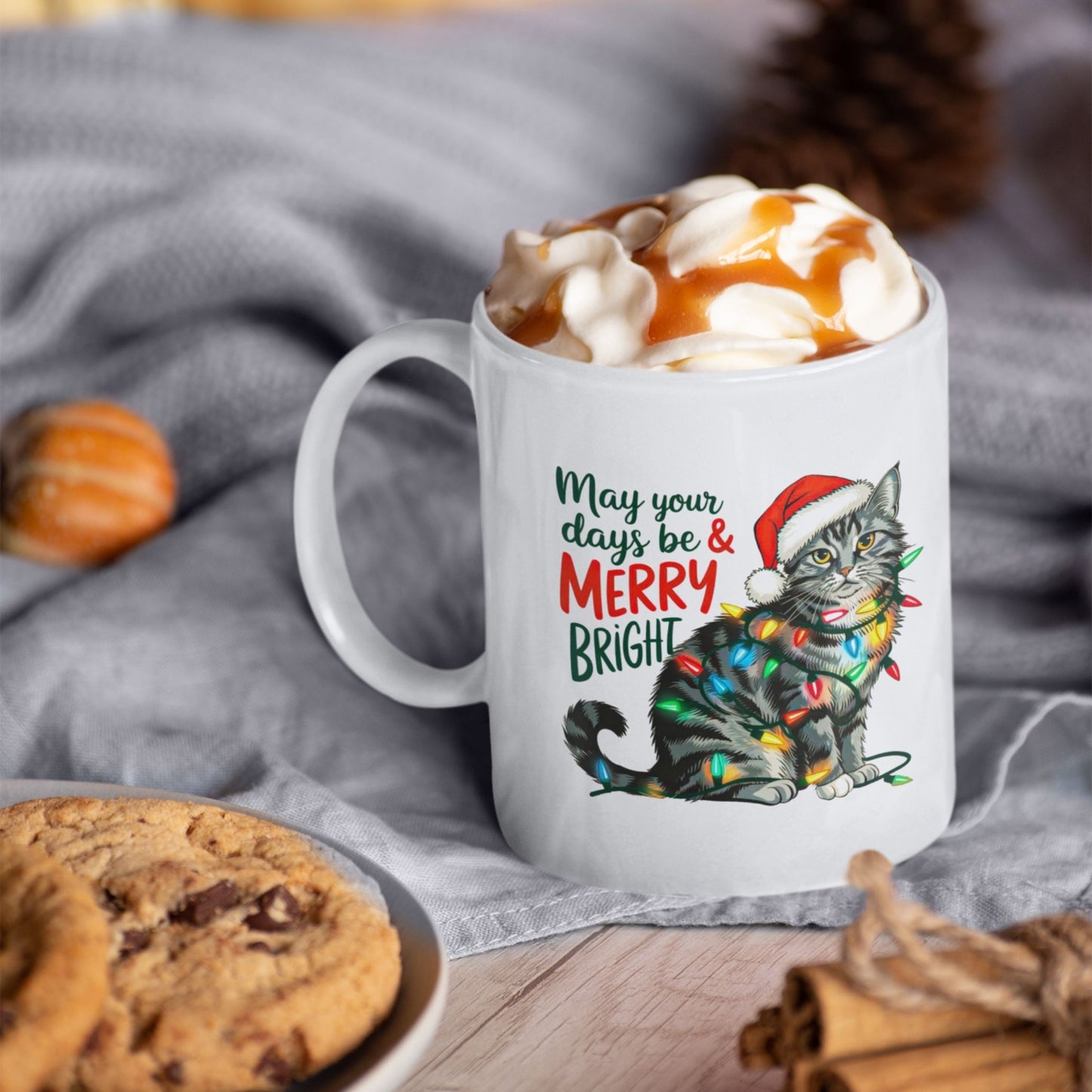 May Your Days Be Merry and Bright Christmas Cat Mug