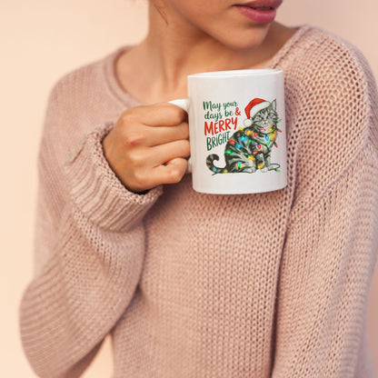 May Your Days Be Merry and Bright Christmas Cat Mug