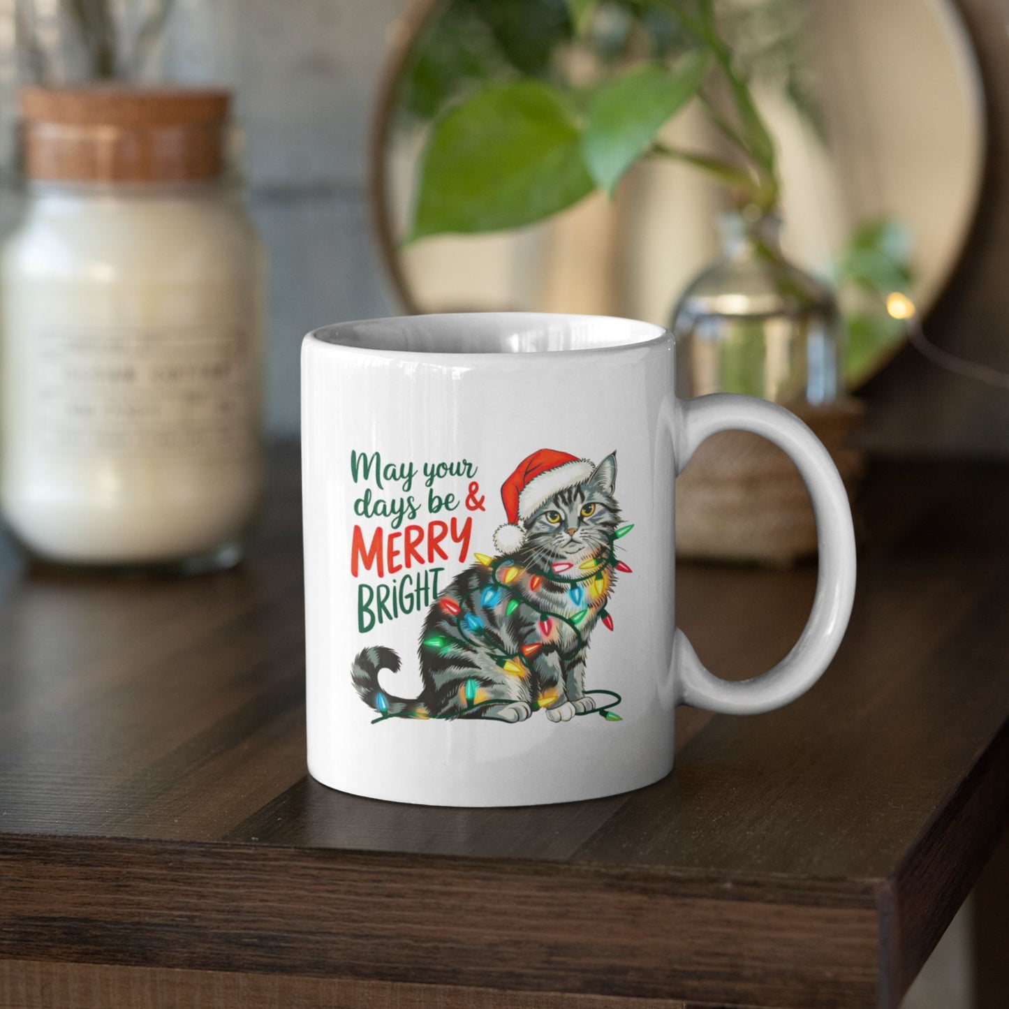May Your Days Be Merry and Bright Christmas Cat Mug
