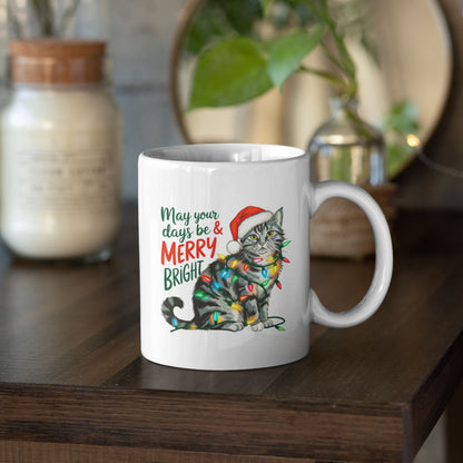 May Your Days Be Merry and Bright Christmas Cat Mug