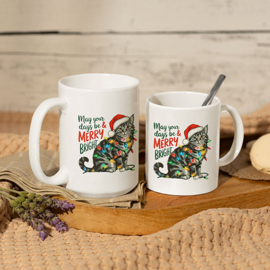 May Your Days Be Merry and Bright Christmas Cat Mug
