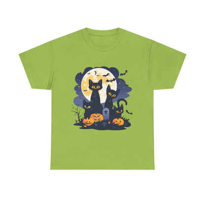 Spooky Cat Halloween Tee, Unisex Cotton T-Shirt, Cats, Halloween Gift