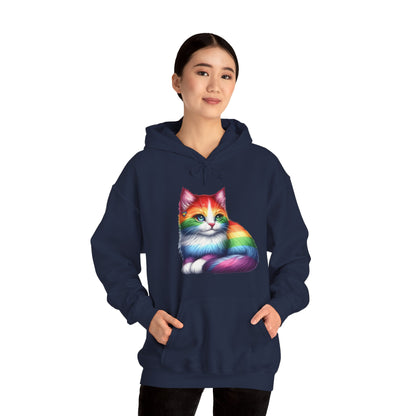 Rainbow Cat Hoodie — Colorful Pride Kitten Pullover