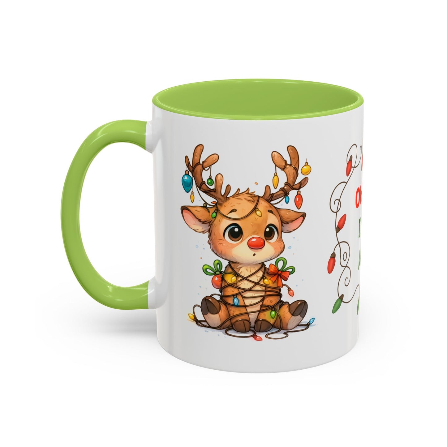 Oh Deer I Did It Again – Cute Christmas Reindeer Mug, Holiday Lights Coffee Cup (11oz/15oz)