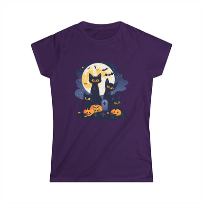 Women's Halloween Cat Tee, Cute Cat Shirt, Halloween Costume, Ghostly Pet Lover Gift