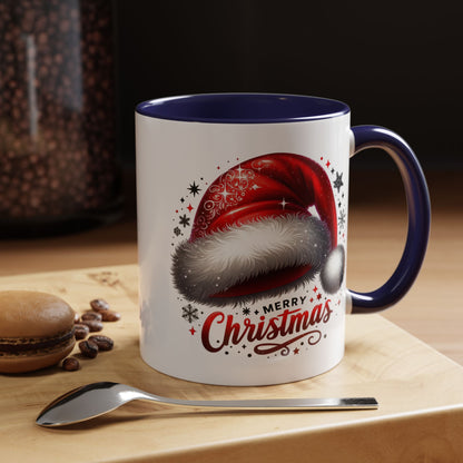 Merry Christmas Mug – Santa Hat Coffee Cup – Festive Holiday Red & White New Year Gift Mug
