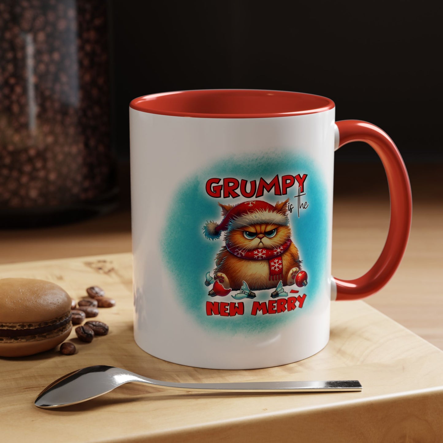 Grumpy But Merry Holiday Cat Accent Coffee Mug (11/15oz)