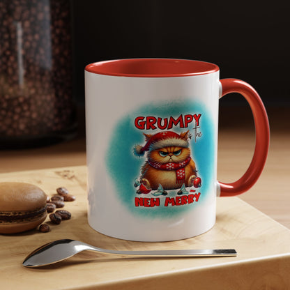 Grumpy But Merry Holiday Cat Accent Coffee Mug (11/15oz)