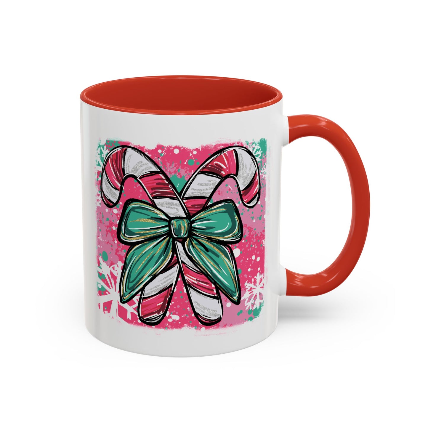 Candy Cane Bow Coffee Mug — Festive Holiday Accent Mug (11/15oz)