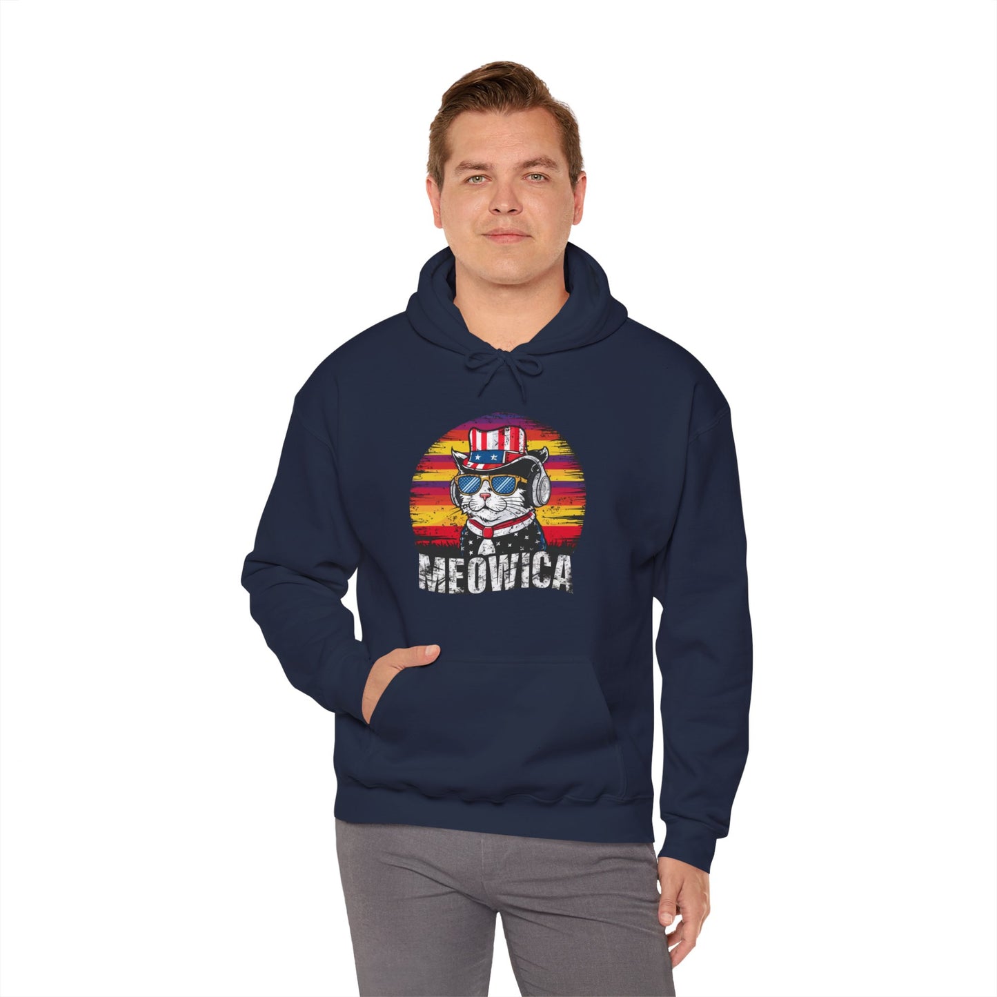 4th of July Cat Unisex Hoodie – Patriotic Funny Merica Sweatshirt