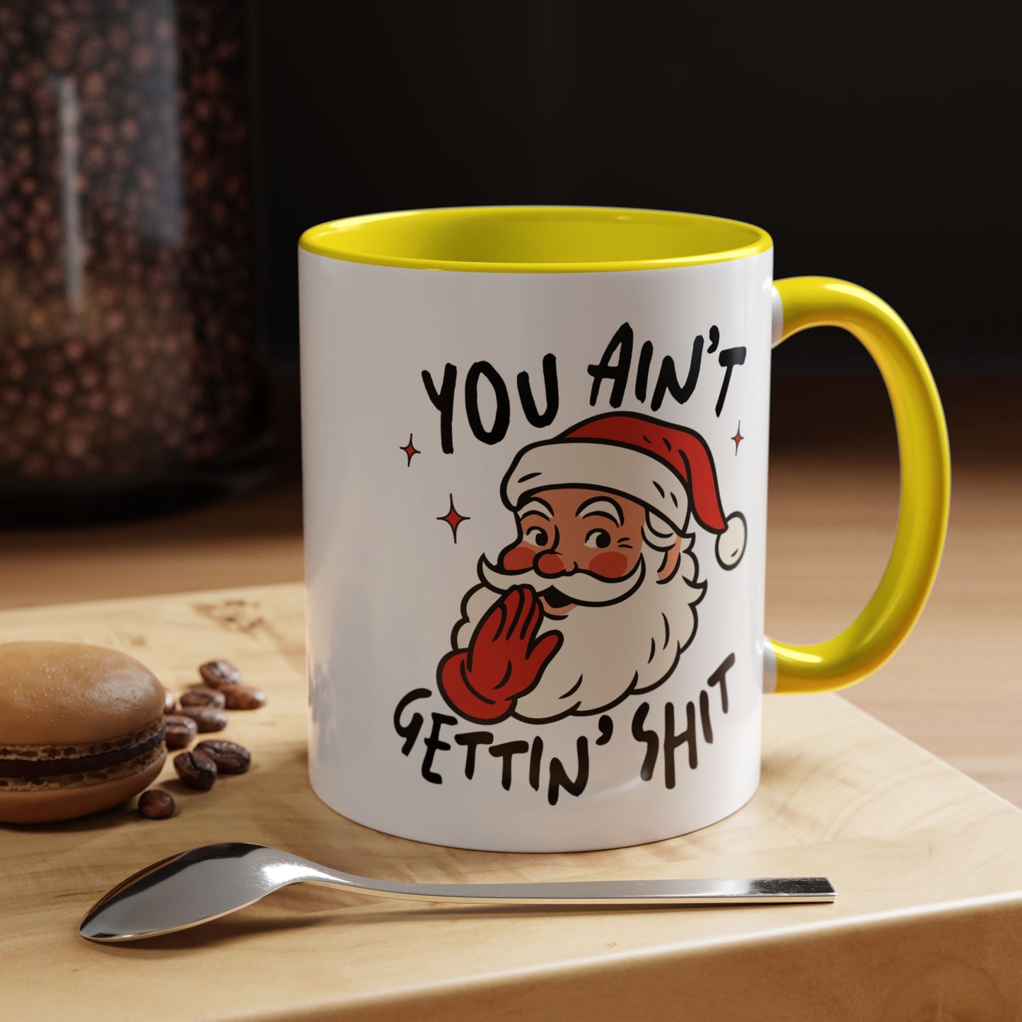 Funny Santa New Year Mug – Naughty Santa Holiday Coffee Cup – Sarcastic New Year Gift for Adults