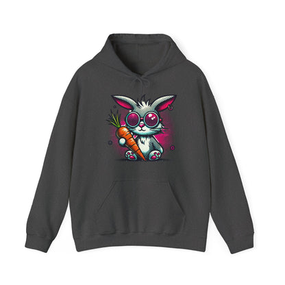 Bunny With Carrot Hoodie – Cute Neon Bunny Graphic Sweatshirt