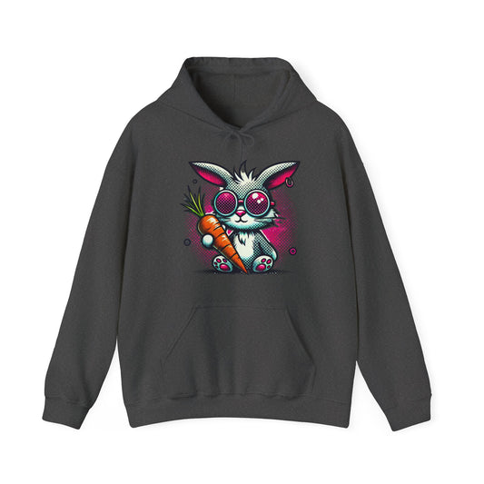 Bunny With Carrot Hoodie – Cute Neon Bunny Graphic Sweatshirt