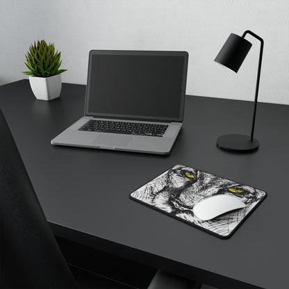 Lion Sketch Gaming Mouse Pad — Yellow-Eyed Non-Slip Desk Pad
