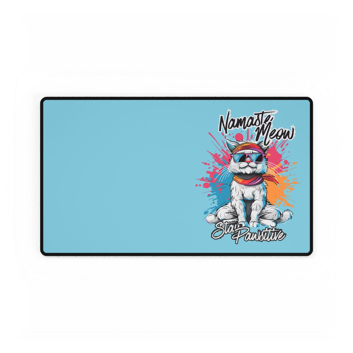 Namaste Meow Yoga Cat Desk Mat — Large Mousepad for Home Office, Gaming, & Meditation