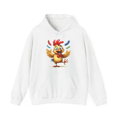Cute Dancing Chicken Hoodie – Colorful Rooster Cartoon Pullover