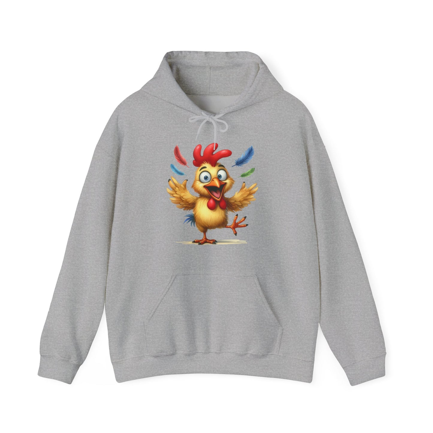 Cute Dancing Chicken Hoodie – Colorful Rooster Cartoon Pullover