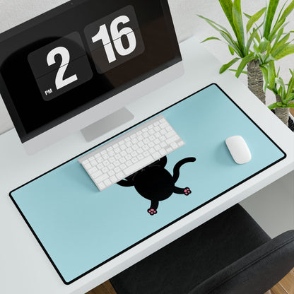Cute Scratching Black Cat Desk Mat — Large Mouse Pad for Desk, PC & Gaming