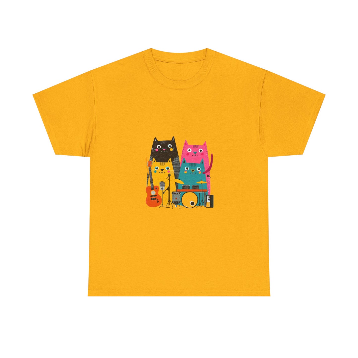 Band Cats T-Shirt – Colorful Cat Music Graphic Tee