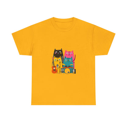 Band Cats T-Shirt – Colorful Cat Music Graphic Tee